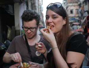 eating indian street food